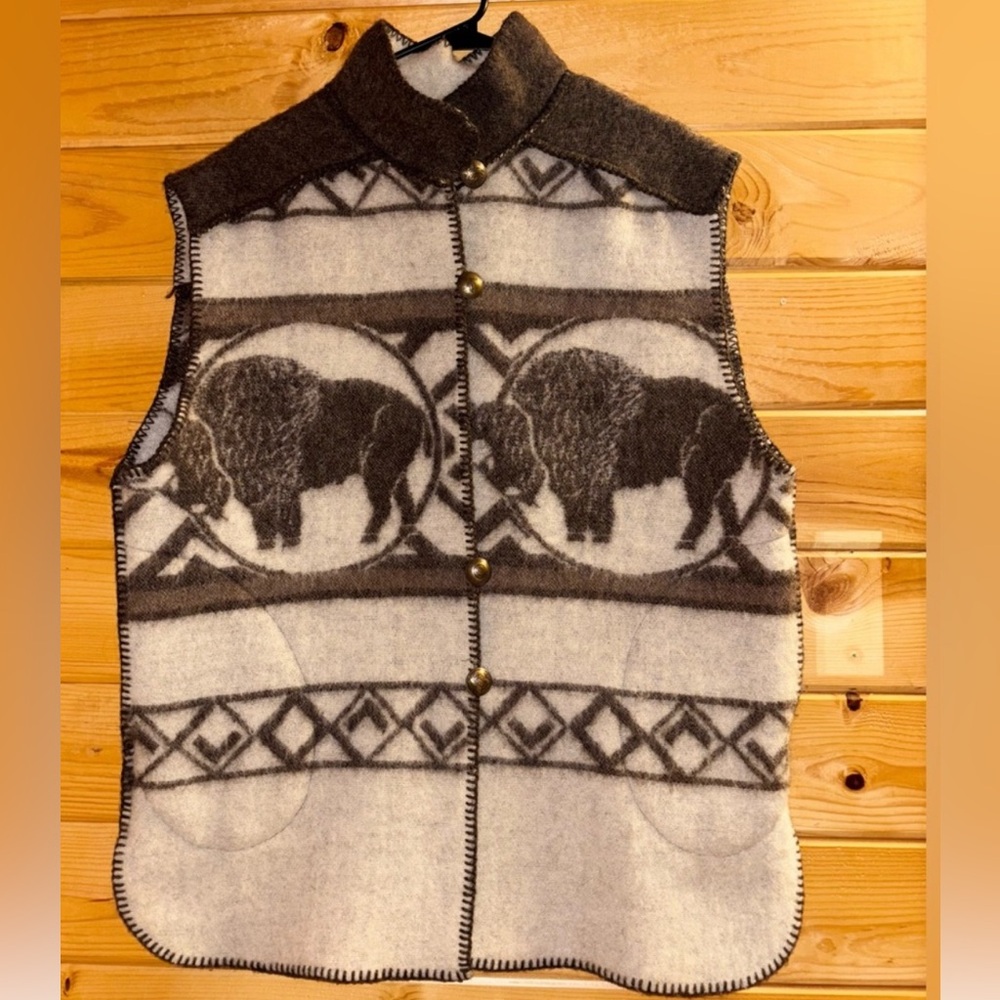 Unisex Wool western buffalo vest